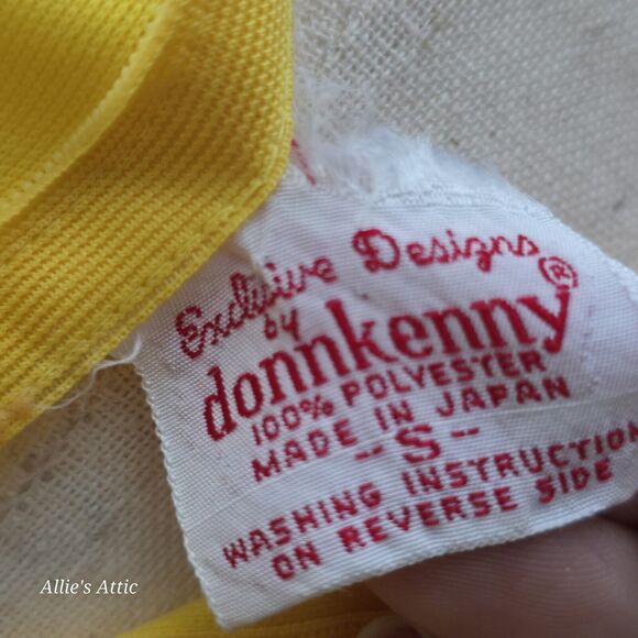 2 Sleeveless 70s Turtleneck Tops Shirt Zip Polyester Yellow Green Donnkenny S/M - Picture 7 of 12